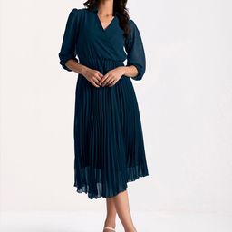 FLOWERVELLY V-Neck Striped Fit and Flare Dresses-picture-7