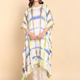 Maaesa Tie & Dye Dyed Batwing Sleeve Crepe Kaftan Midi Dress-image-82