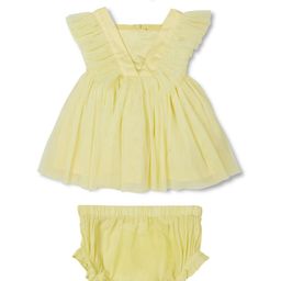GJ baby Square Neck Ruffled Fit & Flare Dress With hairband.-18