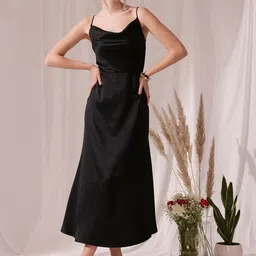 STREET 9 Shoulder Straps Satin Sheath Midi Dress-picture-28