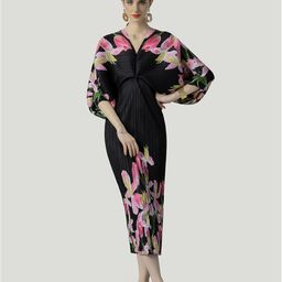 JC Collection Floral Printed Kimono Sleeve Midi Dress-image-58