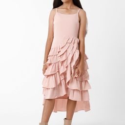 KATE & OSCAR Pink Layered Satin Midi Dress-image-2