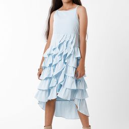 KATE & OSCAR Blue Layered Satin Midi Dress-23