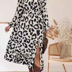 StyleCast x Revolte Women Animal Printed Wrap Midi Dress-image-17