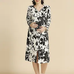 MomToBe Floral Printed Midi Maternity Wrap Dress-picture-22