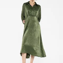RAREISM Women Shirt Collar Shirt Midi Dress-image-92