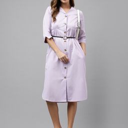 Hancock Shirt Collar Pure Cotton Shirt Style Midi Dress-image-80