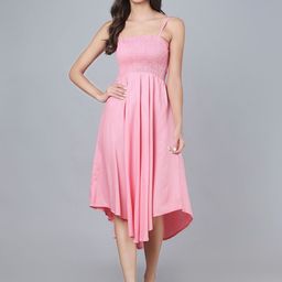 KALINI Shoulder Straps Smocked Fit & Flare Midi Dress-image-18