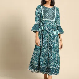 Anouk Floral Print Bell Sleeve Fit & Flare Midi Dress-image-58