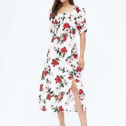 Harpa Floral Printed Puff Sleeve A-Line Dress-image-74