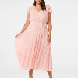 Forever New Flutter Sleeves Layered Fit & Flare Midi Dress image 1