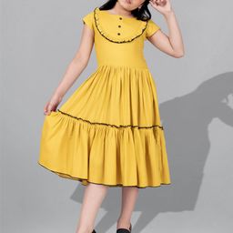 FASHION DREAM Girls Ruffles Tiered Fit & Flare Midi Dress-picture-7
