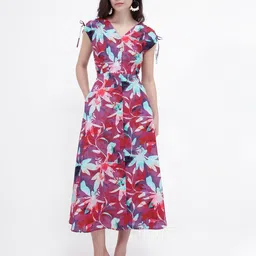 RAREISM Floral Print Fit & Flare Midi Dress-image-29
