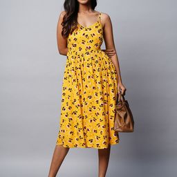 Chemistry Floral Printed Shoulder Strap Sleeveless Gathered Fit & Flare Midi Dress-image-16