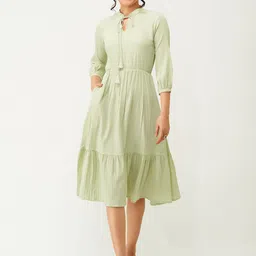 AASK Crepe Fit & Flare Midi Dress-image-42