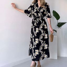 DMPRSN ATTIRE Women Floral Printed Cotton Fit & Flare Midi Dress-image-47