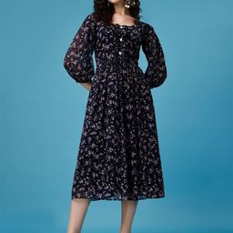 KALINI Floral Printed Fit & Flare Midi Dress-picture-14
