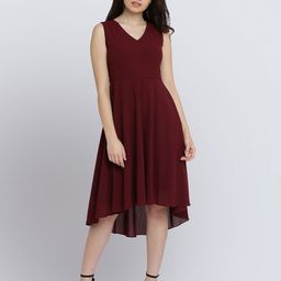 Chemistry Georgette V-Neck Fit & Flare Midi Casual Dress-image-63
