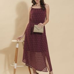 Murcia Women Shoulder Straps Georgette Fit & Flare Midi Dress-image-48