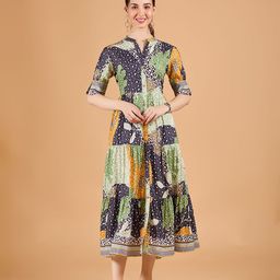 Amarasha Ethnic Motifs Print Fit & Flare Midi Dress-image-99