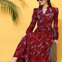SHEETAL Associates Floral Print Crepe Fit & Flare Midi Dress-image-58