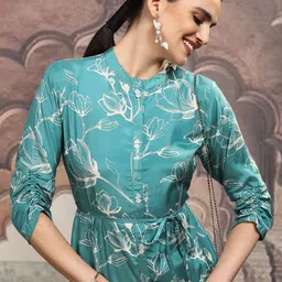 Vishudh Floral Printed Fit & Flare Midi Dress-image-74