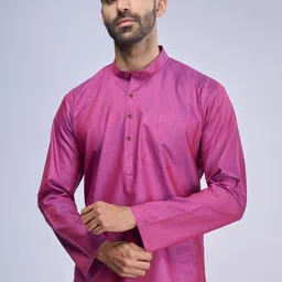 BELLAZO Cotton Straight Mandarin Collar Above Knee Khadi Kurta-picture-56
