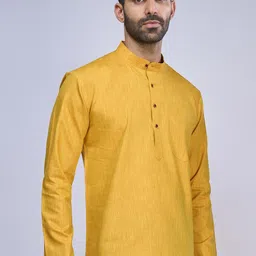 BELLAZO Mandarin Collar Long Sleeves Cotton Khadi Kurta-picture-42
