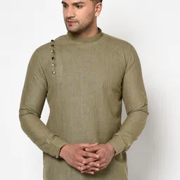 TABARD Men Olive Green Cotton Kurta-picture-56
