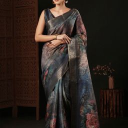 Anouk Floral Printed Zari Sungudi Saree-image-10