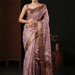 Anouk Abstract Printed Zari Organza Sungudi Saree-0