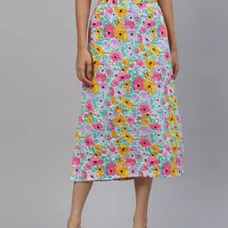 plusS Women Lavender & Pink Floral A-Line Midi Skirt-picture-42