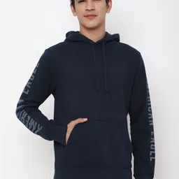 AMERICAN EAGLE OUTFITTERS Men Navy Blue Printed Hooded Sweatshirt-picture-54
