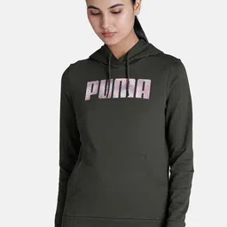 Puma Women Olive Green Printed Hooded Regular Fit Sweatshirt-picture-42
