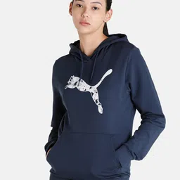 Puma Women Navy Blue Graphic Printed Regular Fit Sweatshirt-picture-0