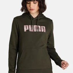 Puma Women Green PUMA Graphic Hoodie Sweatshirt-image-39