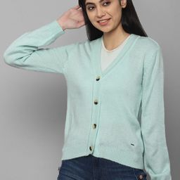 Allen Solly Woman Women Green V-Neck Cardigan-image-12