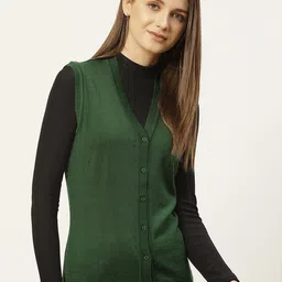 Monte Carlo Women Green Solid Cardigan-image-95