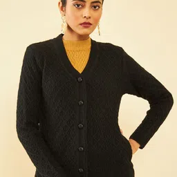 Soch Acrylic Cable-Knit V-Neck Cardigan-image-20
