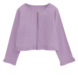 A T U N Girls Lavender Solid Pure Cotton Cardigan-image-26
