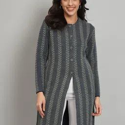 Chemistry Self Design Woollen Longline Cardigan-picture-21