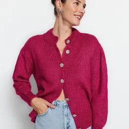 Trendyol Self Design Mock Neck Cardigan-image-98