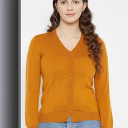 Zigo Women Solid V Neck Cardigan-picture-28