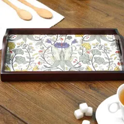 Retro Hibiscus Brown Teak Wood & MDF Serving Tray Reinvention factory-picture-48