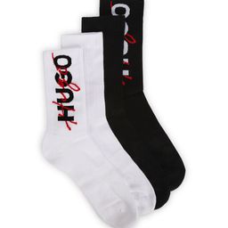HUGO Men Pack Of 2 Brand Logo Printed Cotton Calf-Length Socks-picture-7