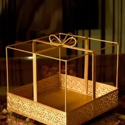 PujaNPujari Gold Toned Regular Hamper Basket Multi Utility Organiser image 2