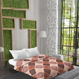 AAZEEM Brown & Beige Printed Double Queen Bedding Set-32