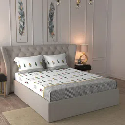 MYTRIDENT Green & White Ethnic Motifs Printed Regular Cotton Double King Bedding Set-image-40