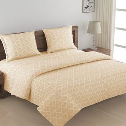 SWAYAM Beige & White Ethnic Motifs Printed Cotton Double Queen Bedding Set-image-17