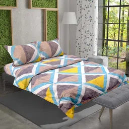 AAZEEM Grey & Blue Geometric Printed Double Queen Bedding Set-13